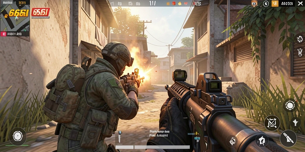 Screenshot menampilkan aksi seru dalam game FPS.