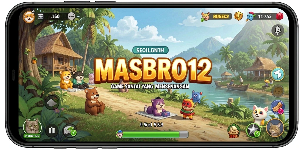 Tampilan gameplay <strong>MASBRO12</strong> yang ceria dan menyenangkan.