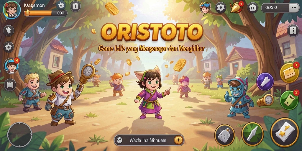Tangkapan layar gameplay ORISTOTO menampilkan aksi Idle yang menghibur.