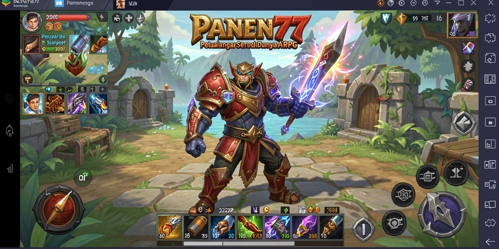 Tangkapan layar gameplay PANEN77 menunjukkan aksi pertarungan yang penuh warna.