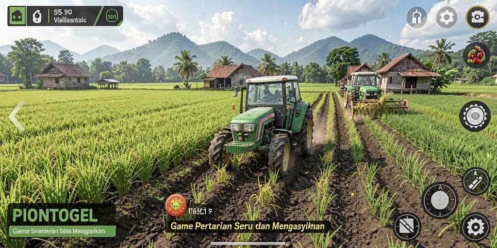 Gameplay seru dalam PIONTOGEL menampilkan pertanian dan interaksi sosial.