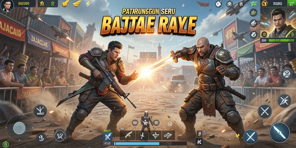 Tangkapan layar menunjukkan pertempuran seru dalam game Battle Royale.