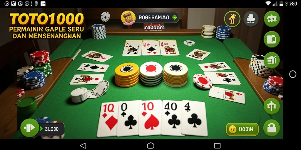 Tampilan gameplay seru di TOTO1000 dengan kartu Gaple.