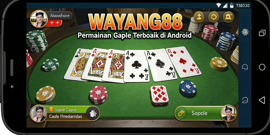Screenshot utama WAYANG88 menampilkan papan permainan Gaple yang menarik.